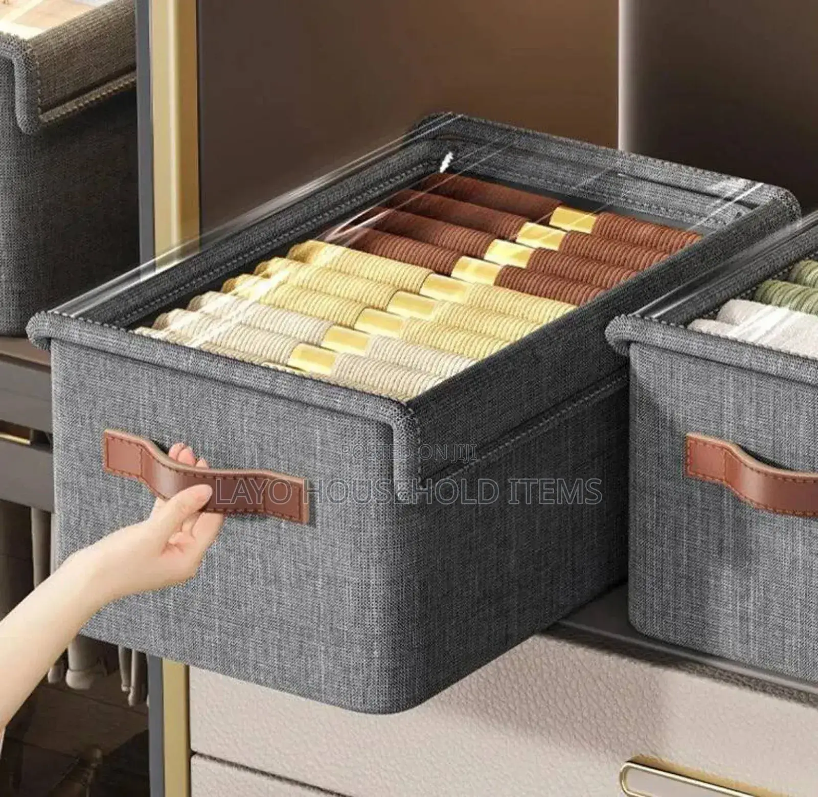 Collapsible Storage Cloth Organizer With Waterproof Lid