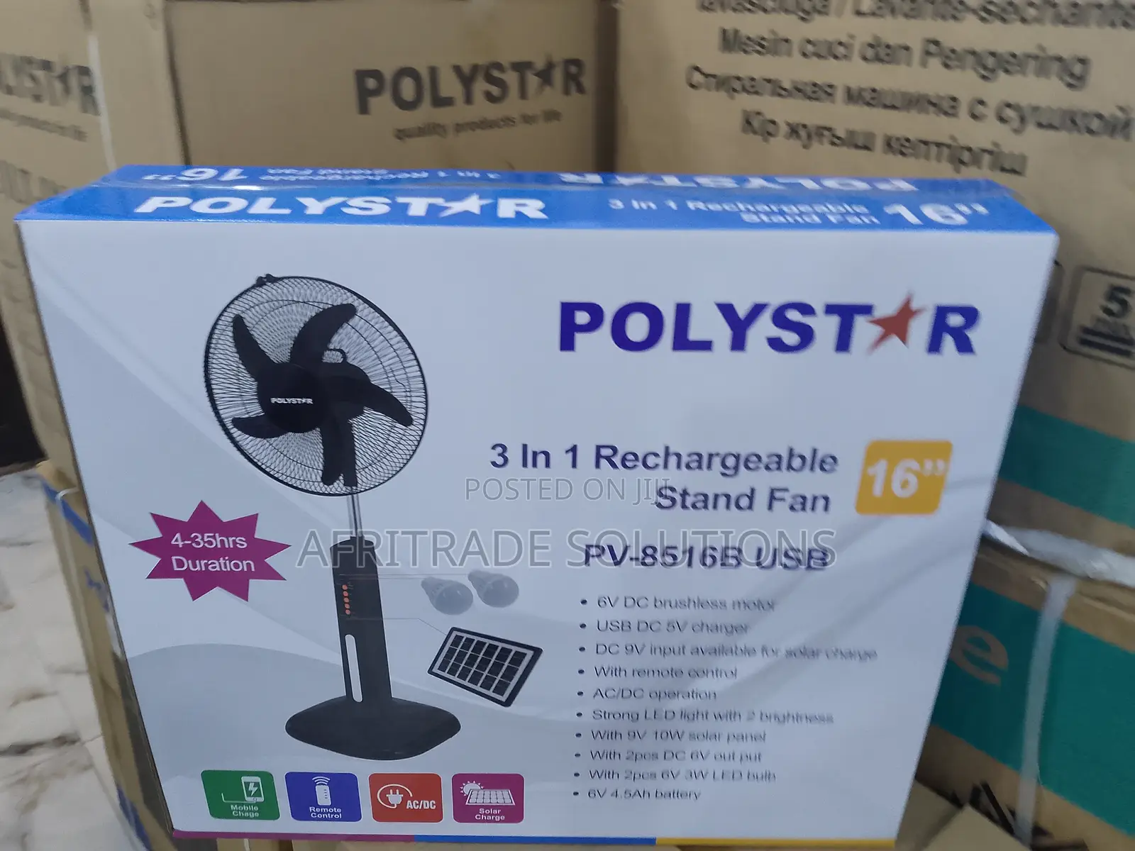 Time-Saving Polystar 3in1 Rechargeable Fan