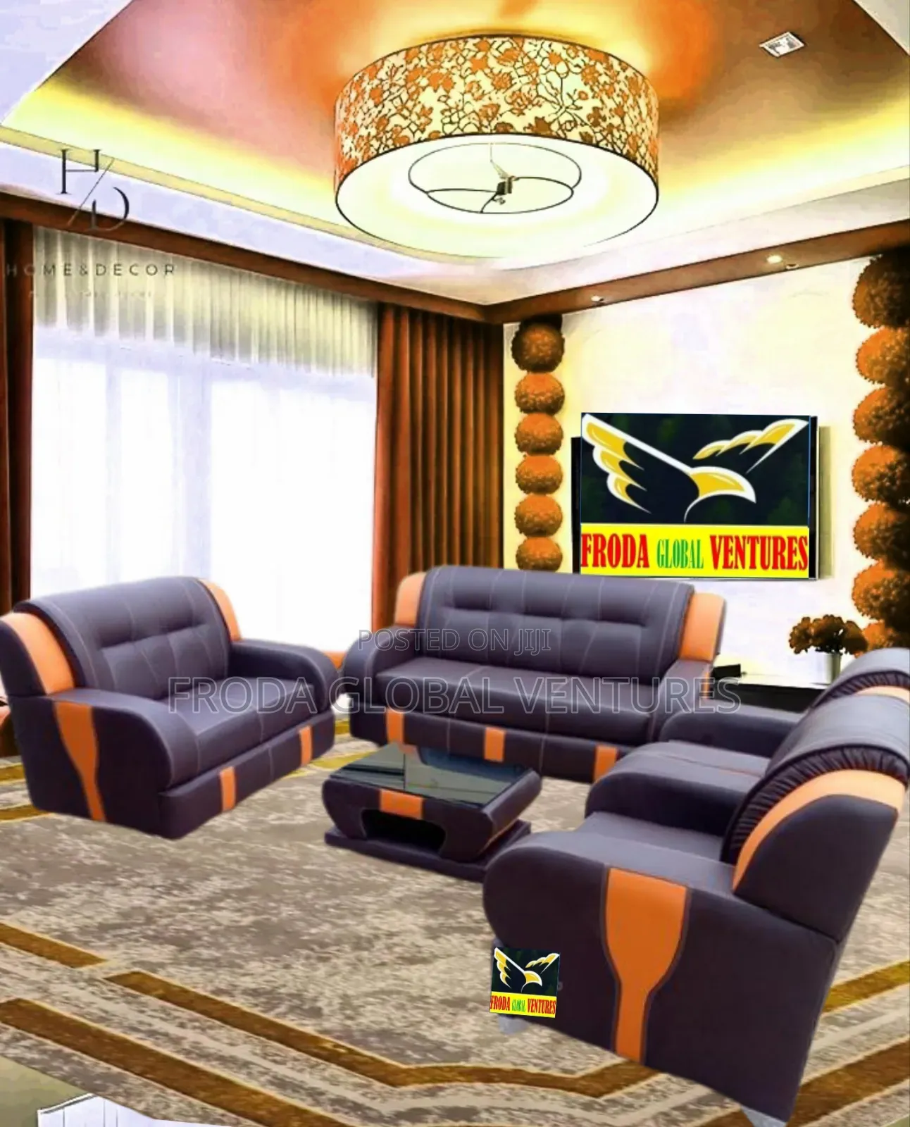 Quality Leather Couch.: 7 Seaters Sofa Chairs, Table. Pbll03