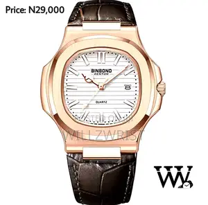 BINBOND Fashion Leather Strap Waterproof Luminous Calendar