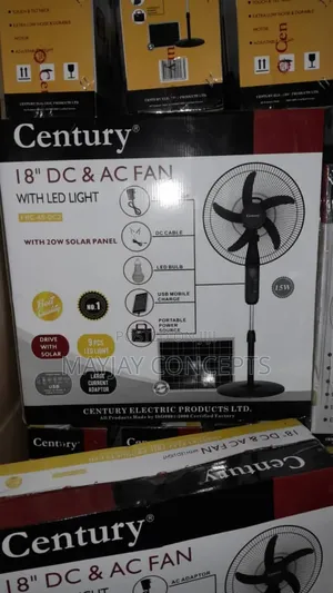 18" 3-in-1 Century Ac/Dc Solar Standing Fan With Led Light