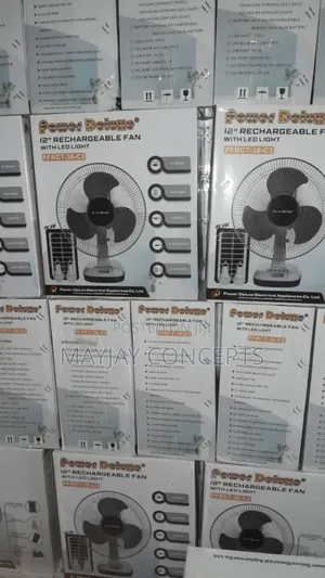 Photo - 12" Power Deluxe 3in1 Table Solar Fan+Panel+LED Light+2-Bulb