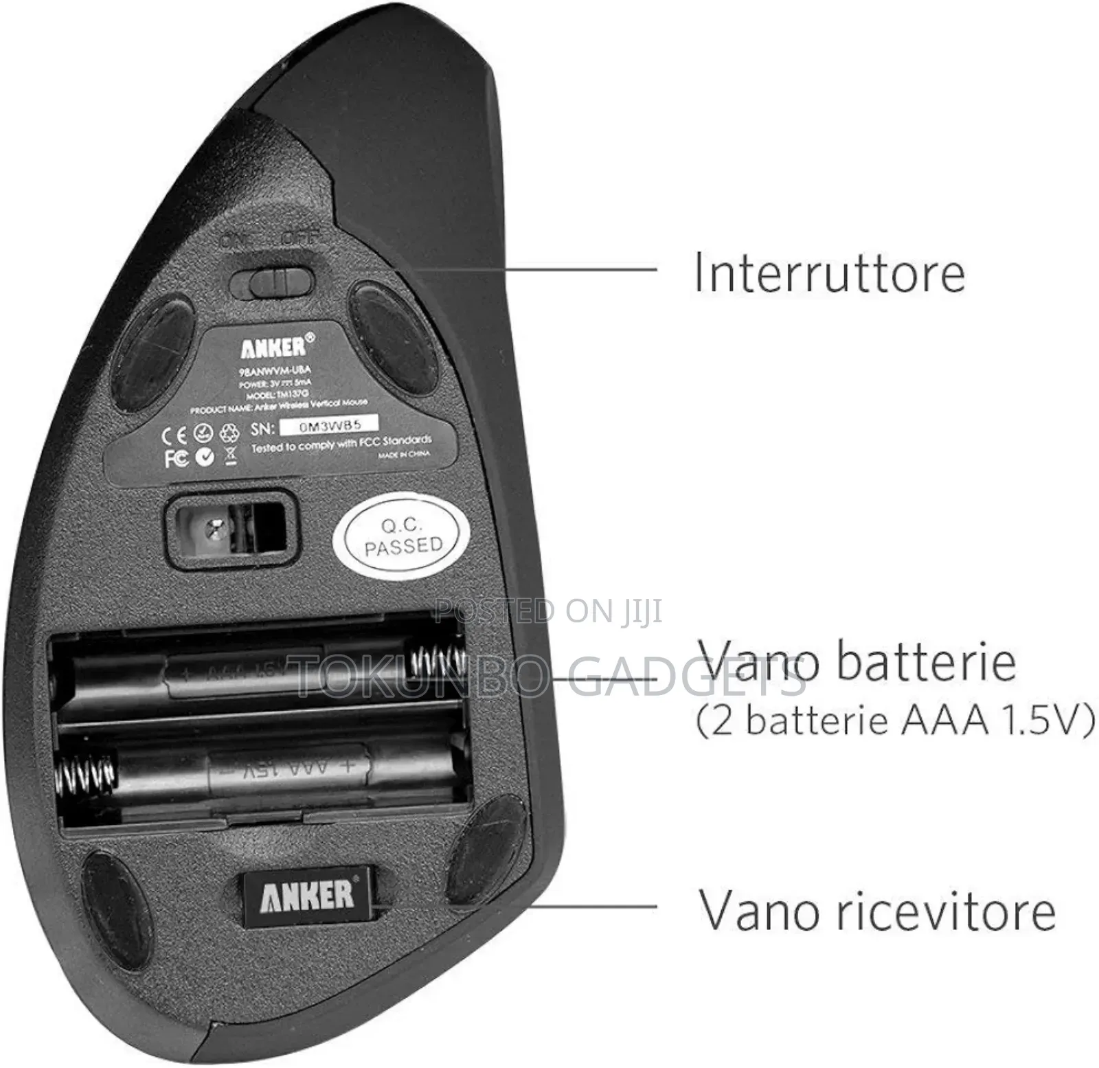 Anker TM137G 2.4G Wireless 5-Button USB Nano Ergonomic Mouse