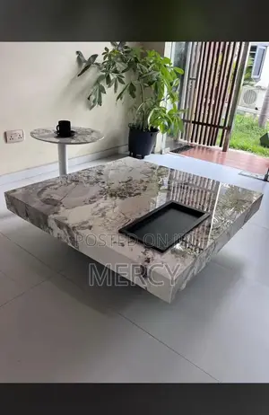 Rectangular Marble Coffee Table and Stool