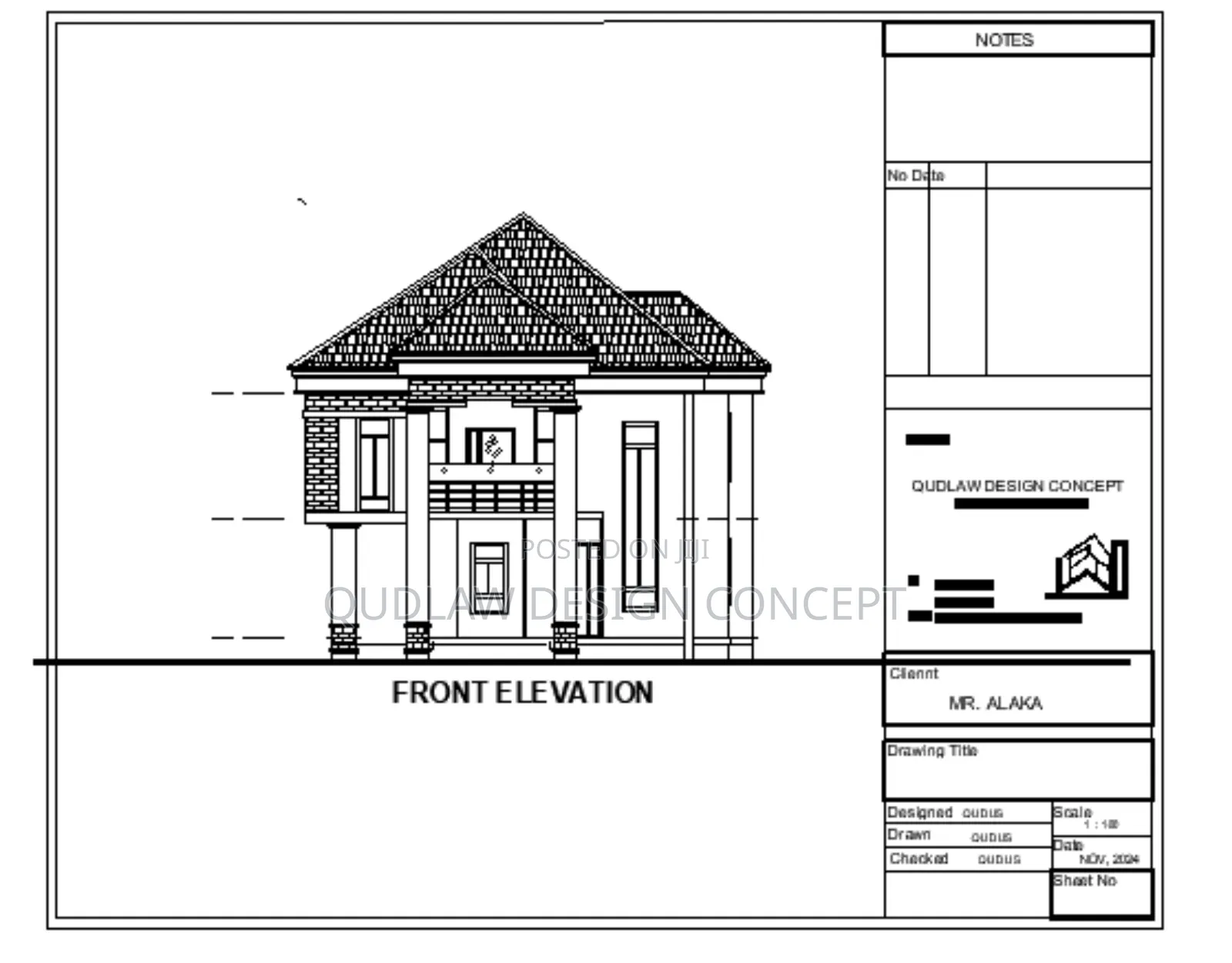 Full Architectural Design Plan, Section,Elevation, Roof Plan
