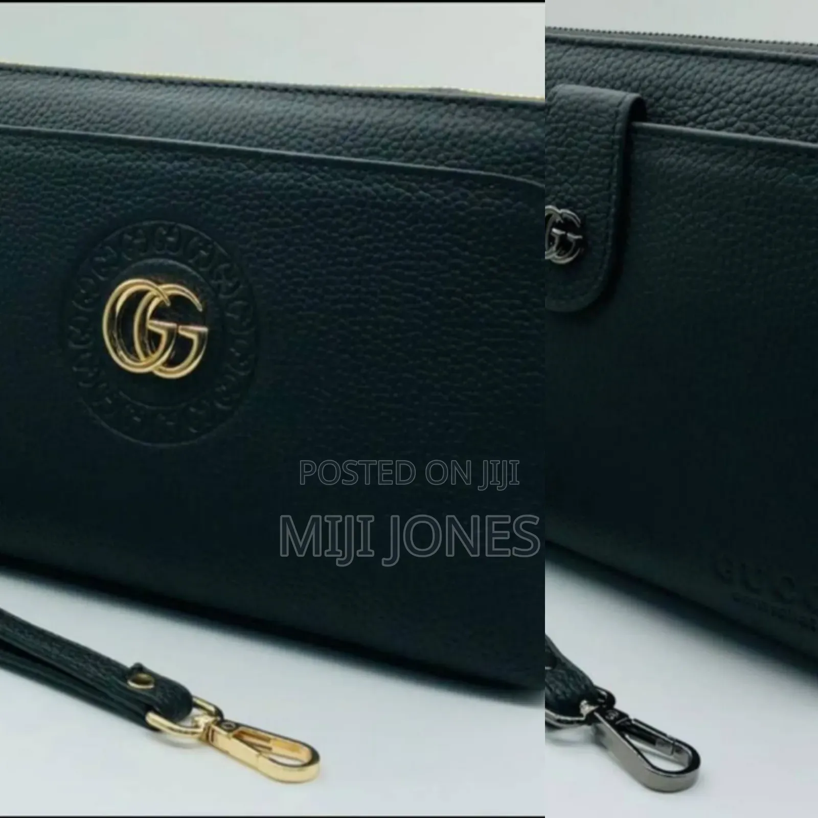 Genuine Black Leather Handbag for Men