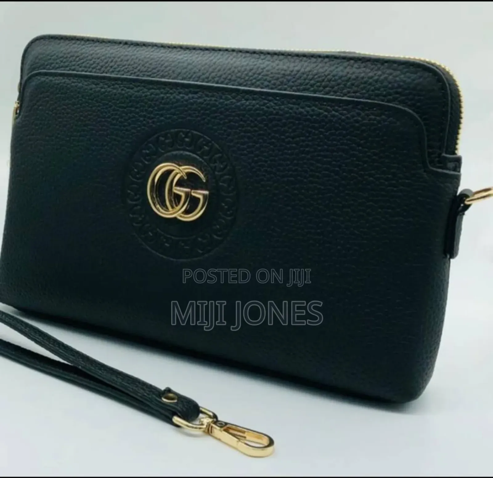 Genuine Black Leather Handbag for Men