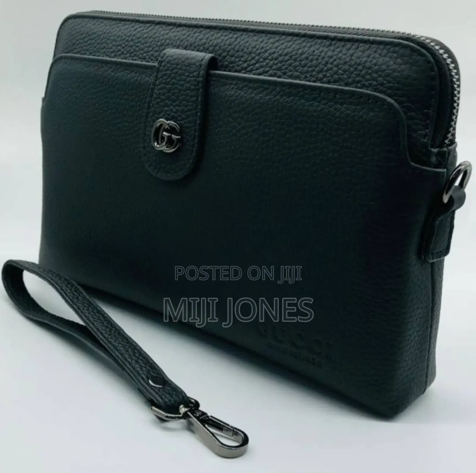 Genuine Black Leather Handbag for Men