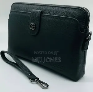 Genuine Black Leather Handbag for Men