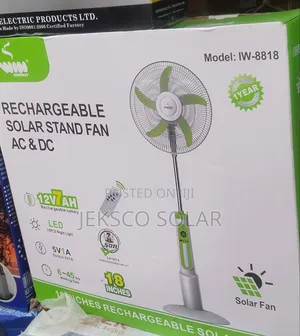 Iwin Solar Rechargeable Standing Fan 18inches, AC/DC