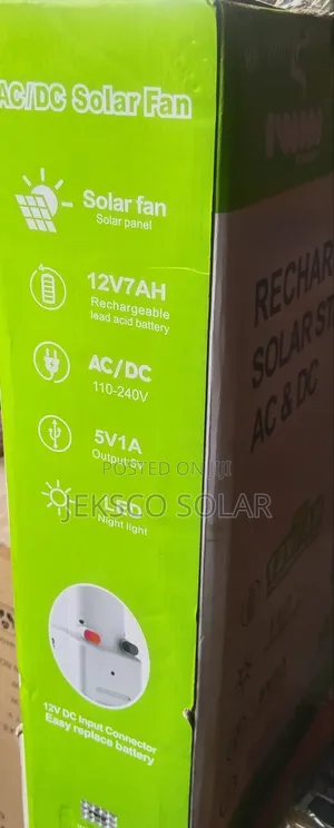 Iwin Solar Rechargeable Standing Fan 18inches, AC/DC