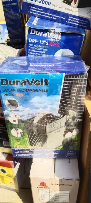 Duravolt Solar Rechargeable Pack 5in1, Fan, Power Bank Pack.