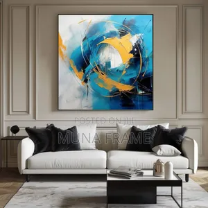 36/36 Bule, Yellow and White Abstract Wall Decor Artwork