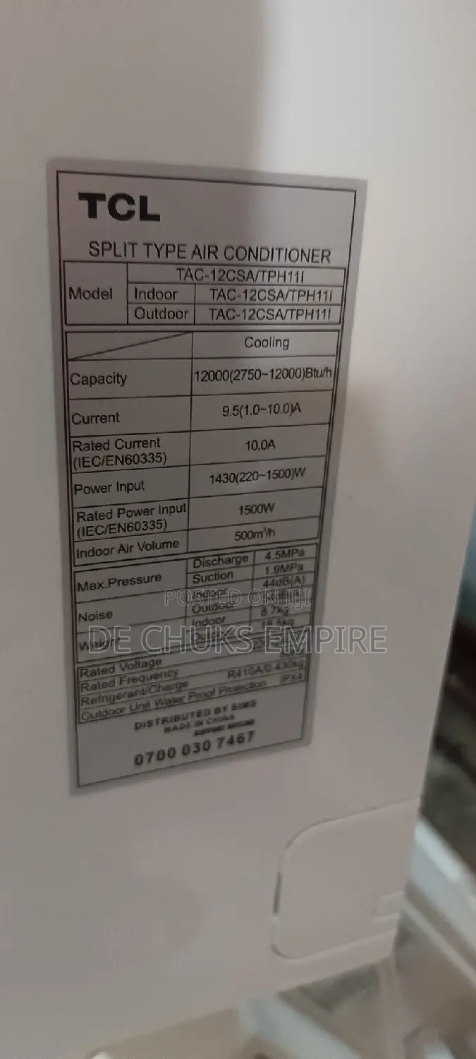 TCL 1.5hp Inverter (Copper Engine)Split Unit Air Conditioner