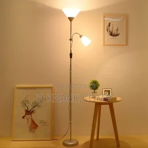 Standing Simple Iron Double Head Floor Lamp - Silver
