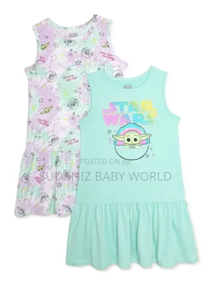2-Pack Sleeveless Baby Yoda Dresses for Girls, Sizes 4-12