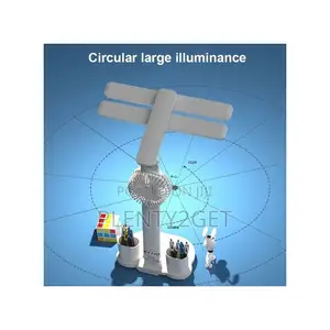 4-in-1 Foldable Table Lamp Fan Clock Pen Holder
