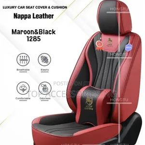 Maroon Black Leather Car Seat Cover