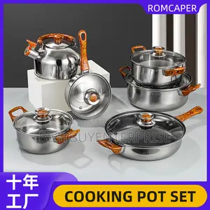 Thin Layer Stainless Steel Cooking Pot Set With Kettle