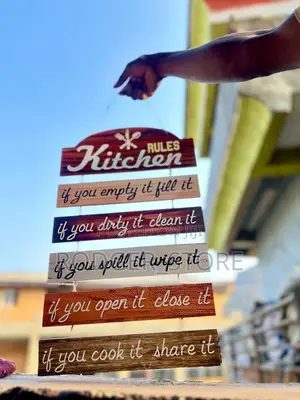 KITCHEN RULES . Wooden Write Up Decor .