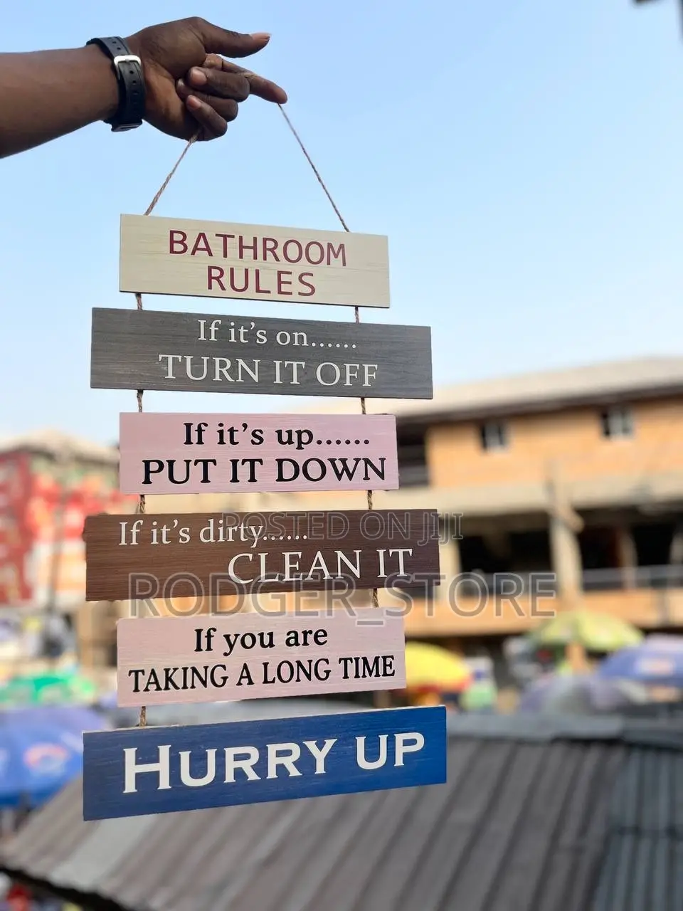 BATHROOM RULES . Wooden Write Up Decor .