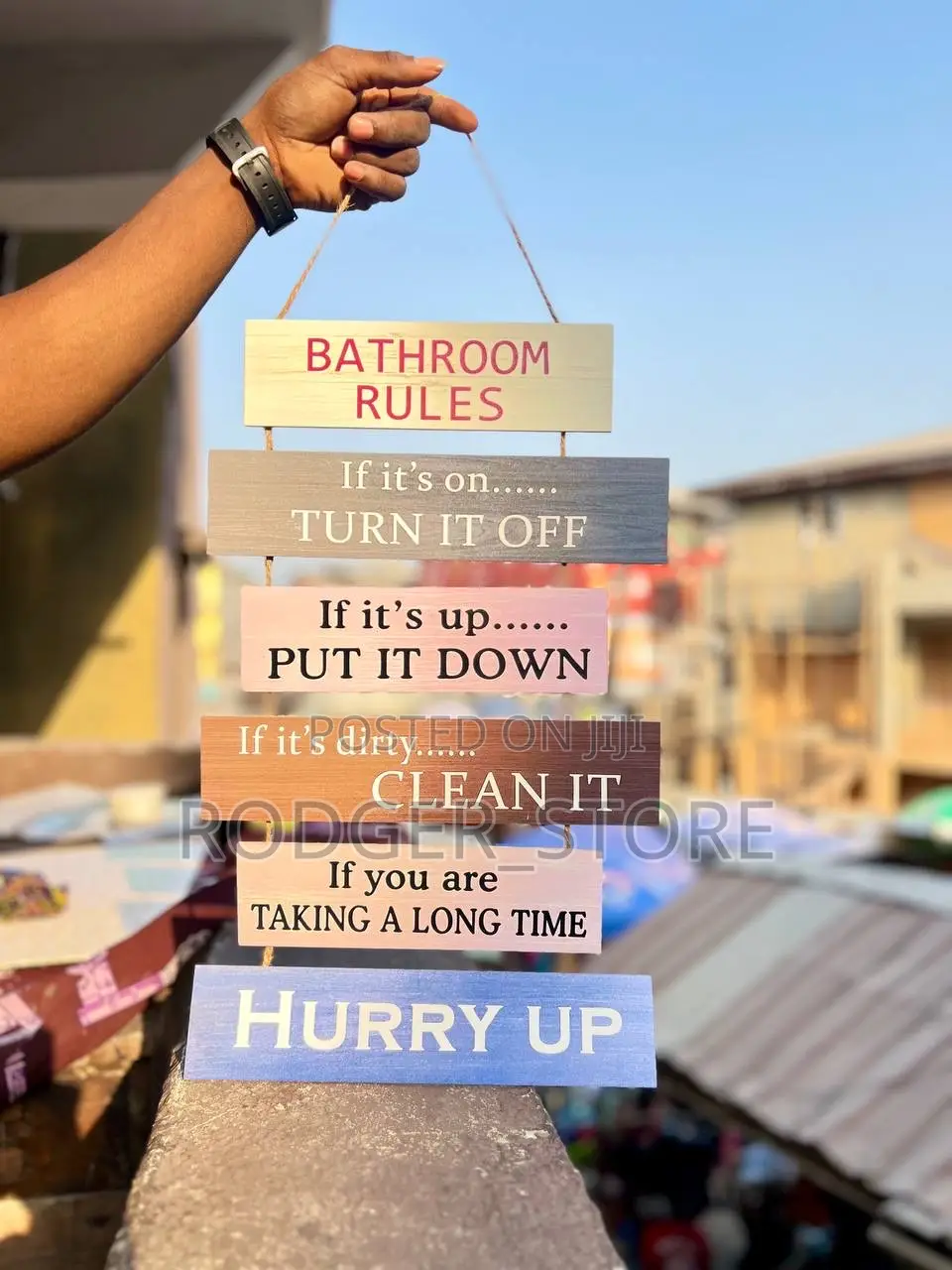 BATHROOM RULES . Wooden Write Up Decor .