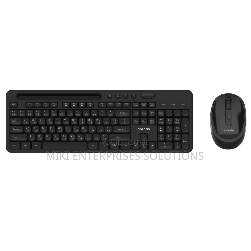 Porodo Wireless 2.4G+BT Keyboard With Mouse - Black