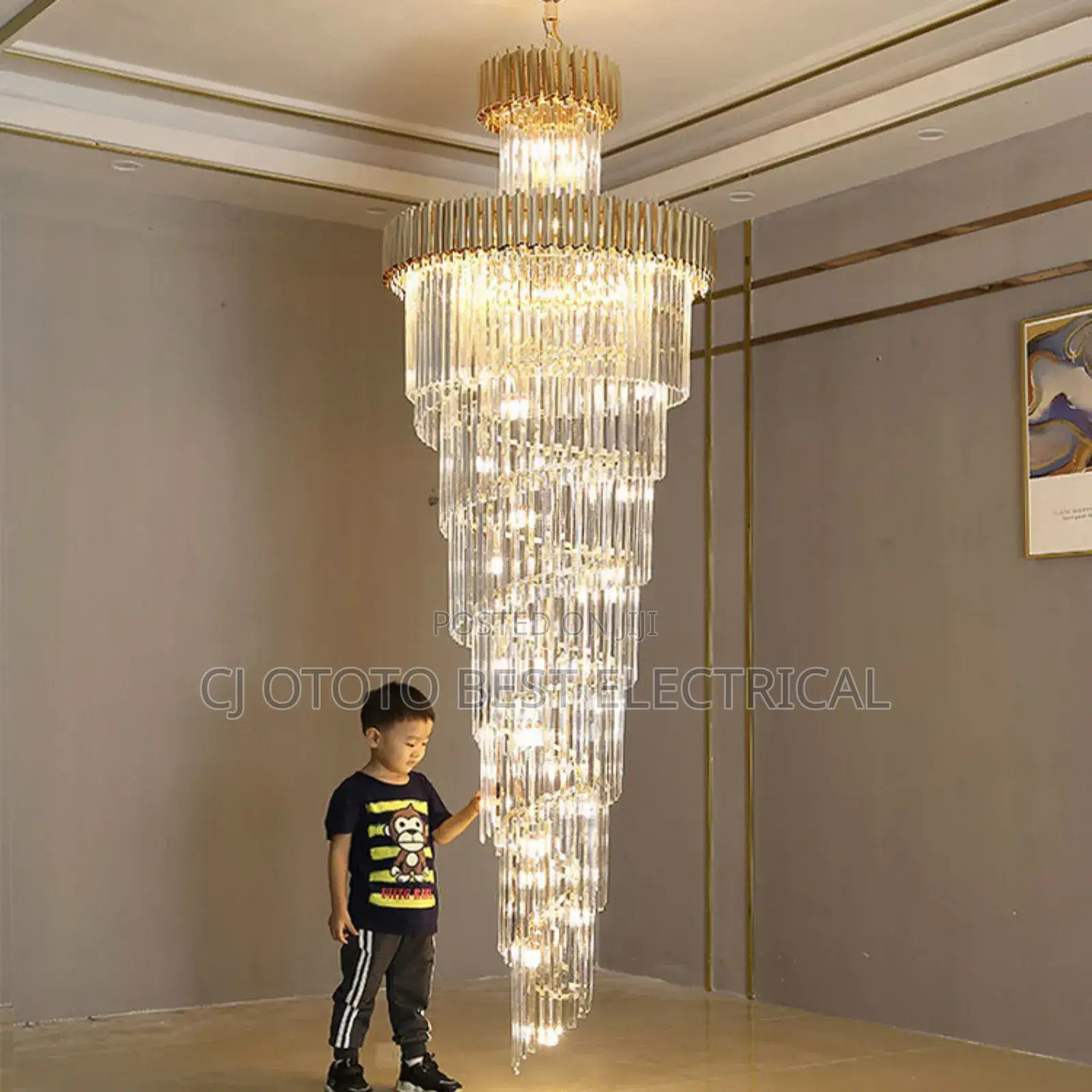 Crystal Interiors Luxury Long Staircase Light Gold Black