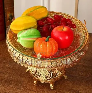 Fruit Plate,Nut Plate Metal Banquet Round Ornaments Fruit