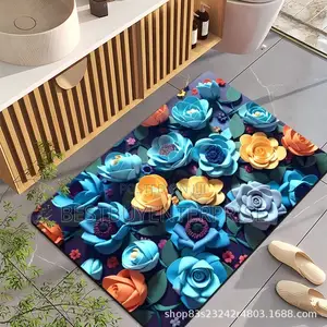 3D Flower Design Absorbent Foot Mat