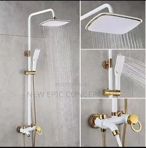 White and Gold Standing Shower