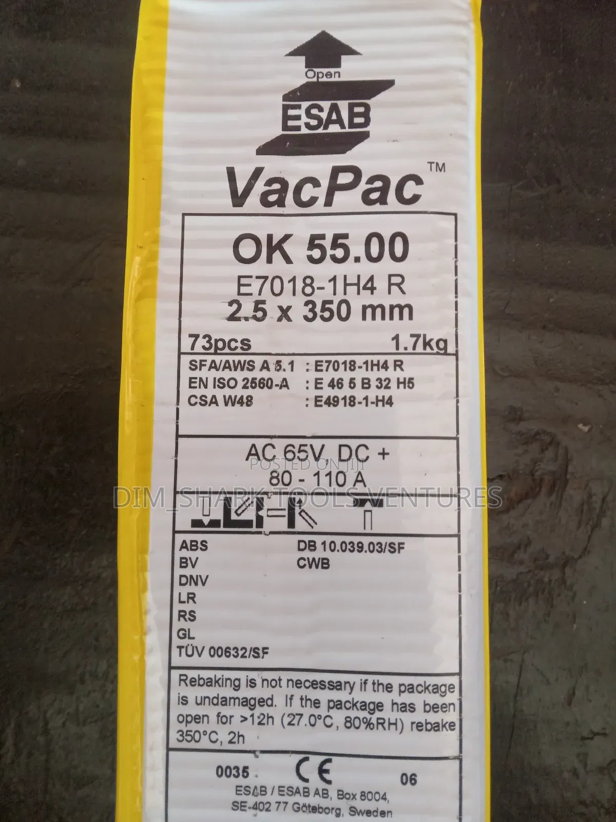 Vac-Pac Electrode 2.5x350mm(E7018)1.7kg