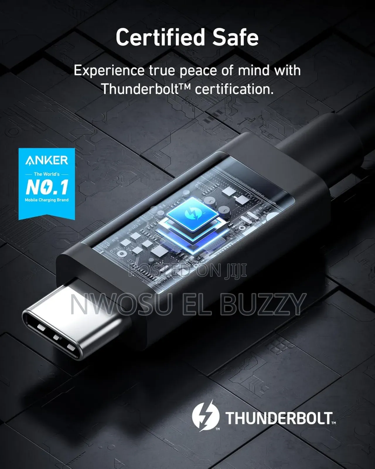 Anker USB-C to USB-C Thunder Bolt 4 100W Cable (6.6 Ft)
