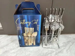 24pc Quality Silver Cutlery Set With Stand
