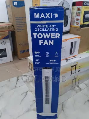 40" White Maxi Oscillating Tower Fan With Remote Control