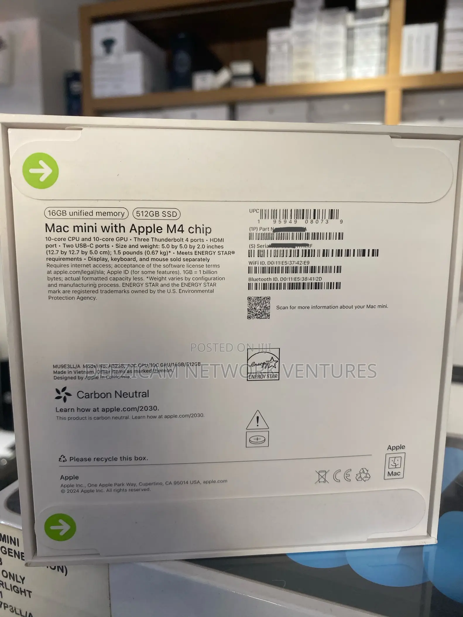 New Desktop Computer Apple Mac Mini M4 16GB Apple M4 SSD 512GB