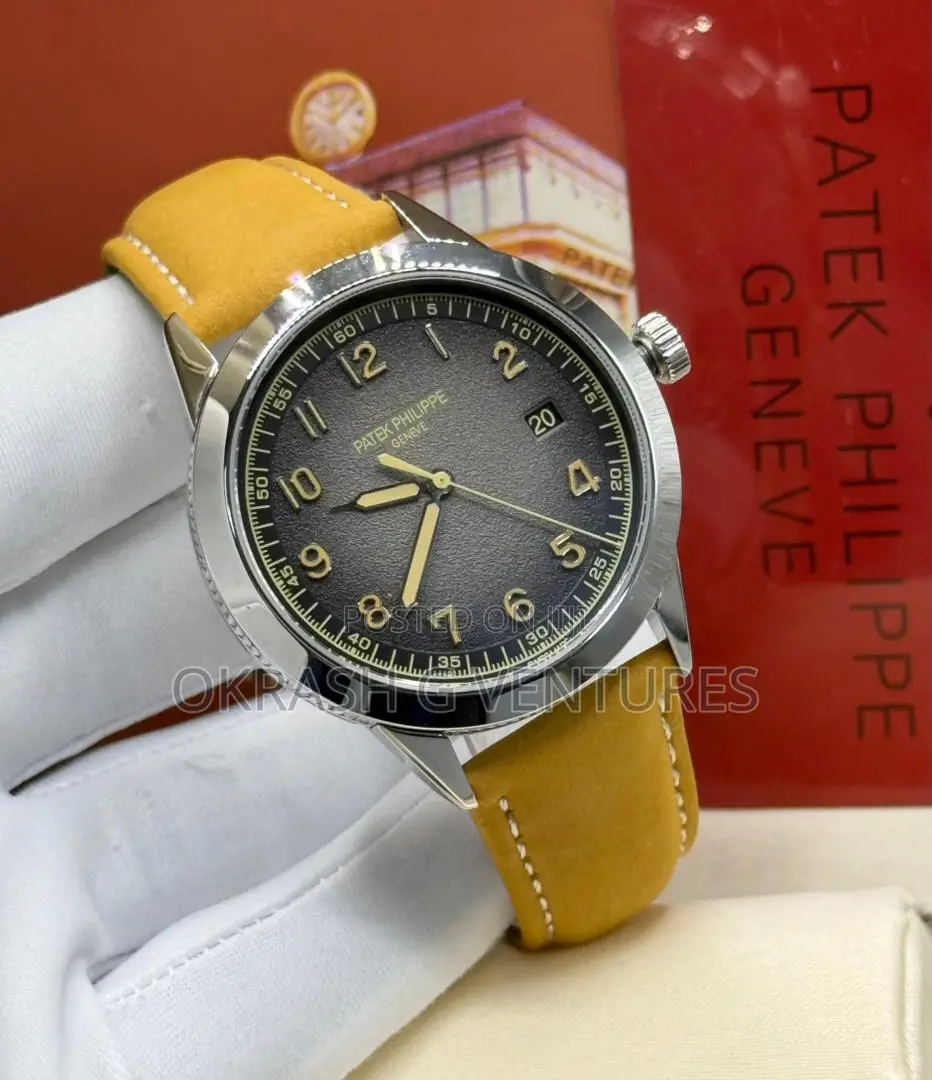 Patek Philippe Automatic Silver Leather Strap Watch