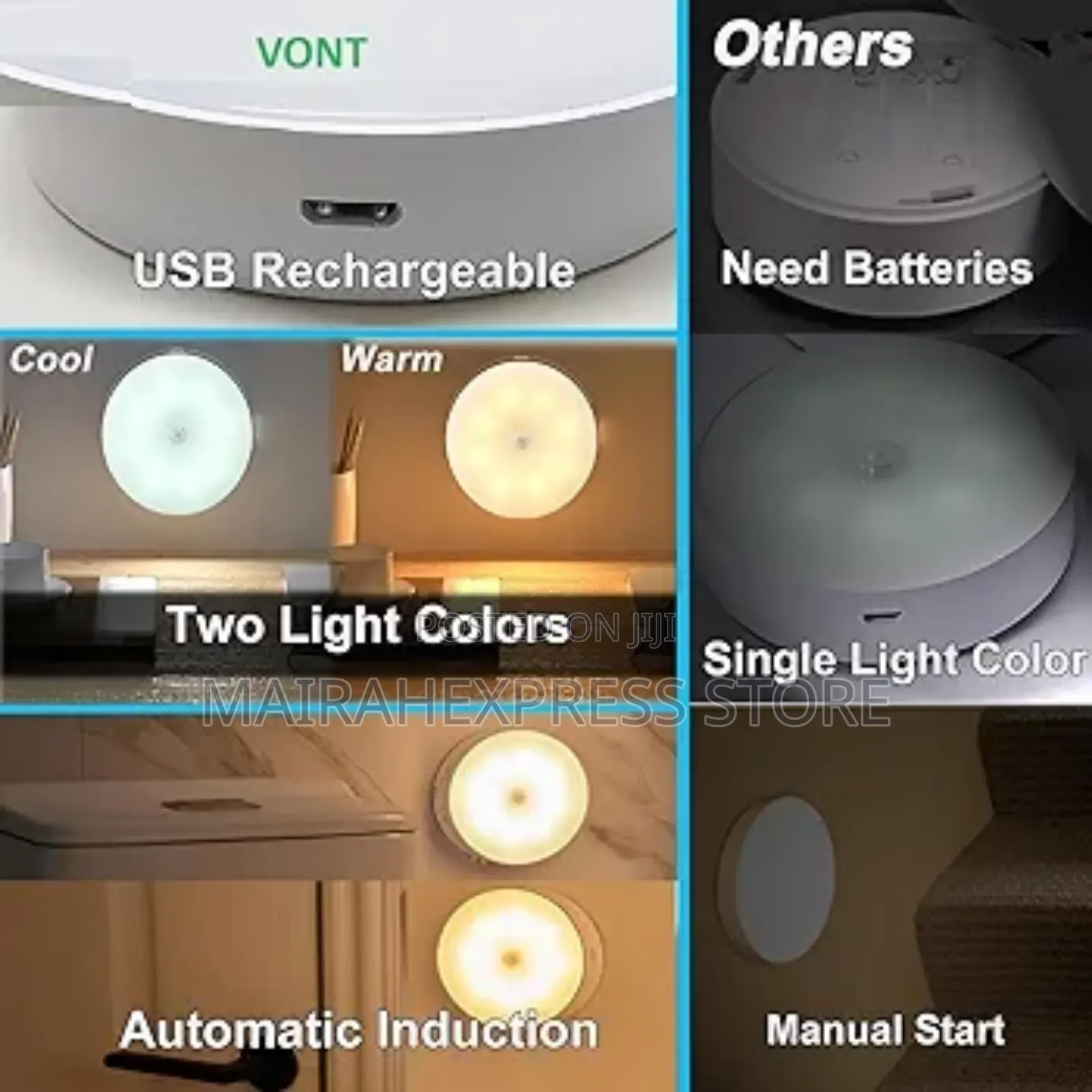 2in1 Colour Rechargeable Motion Sensor Light for Home