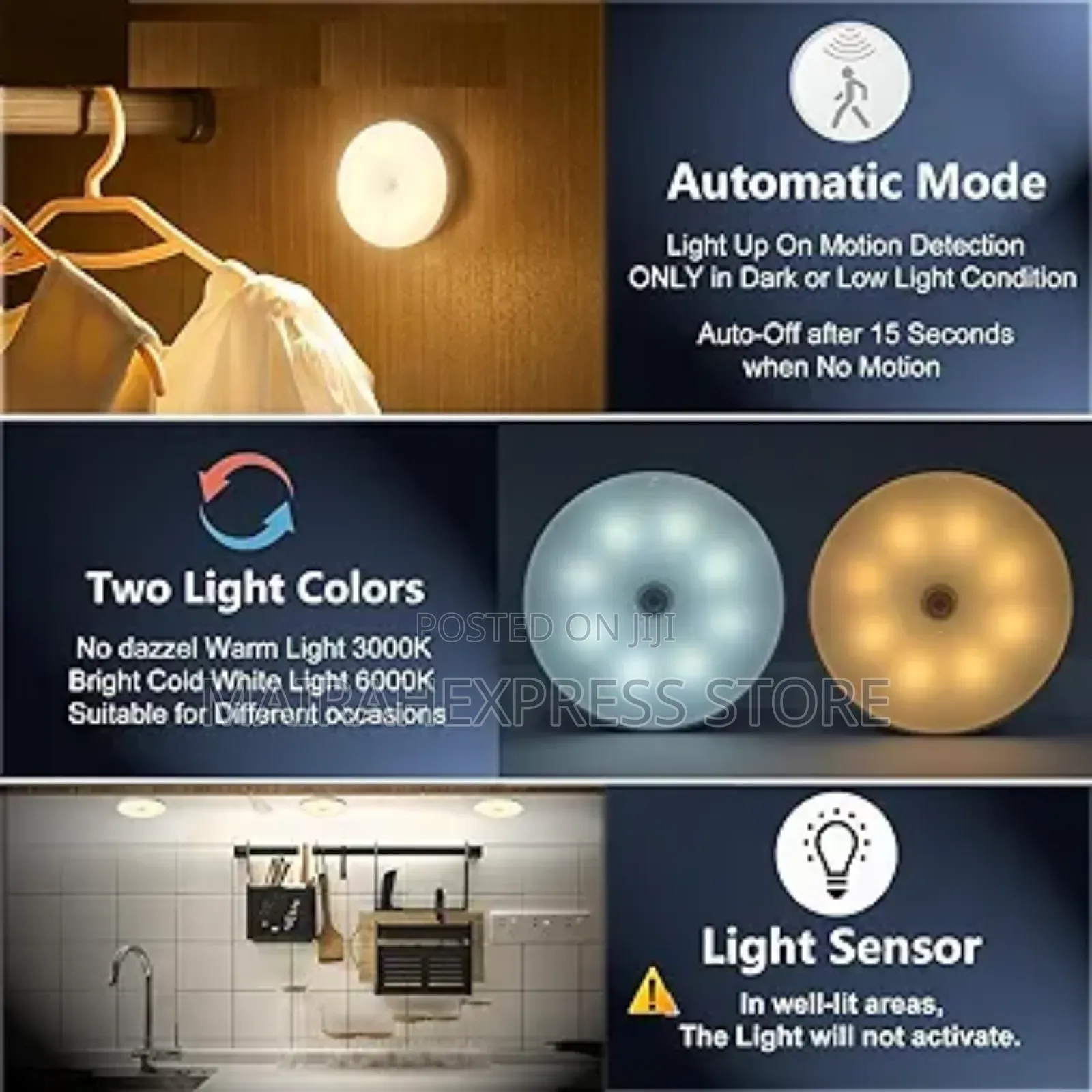 2in1 Colour Rechargeable Motion Sensor Light for Home