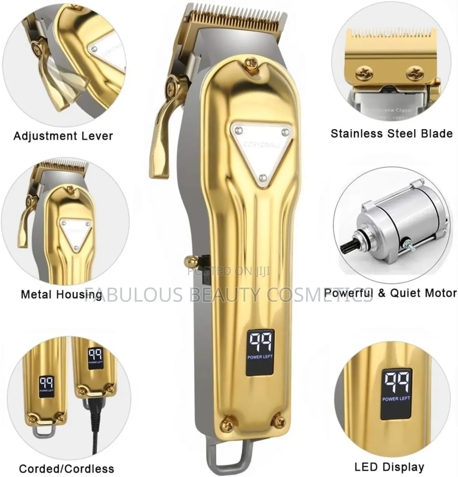 VGR v-140 Hair Clipper for Men, Gold .
