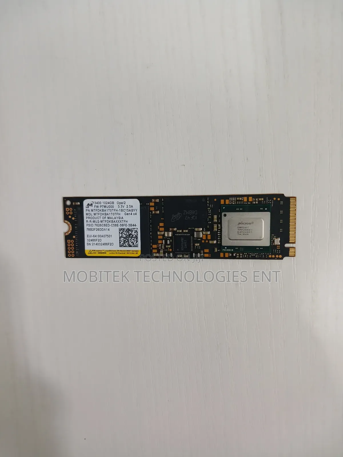 1tb Micron 3400 Ssd M.2 2280 Nvme Pcie4.0 Gen4x4 (6600mb/S)