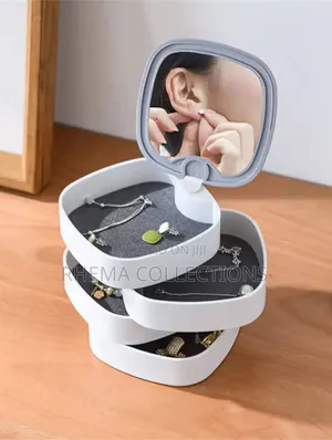 4 Layers Rotating Jewelry Organizer With Mirror