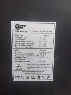 Blue Power 500watt All Black Solar Mono Panel