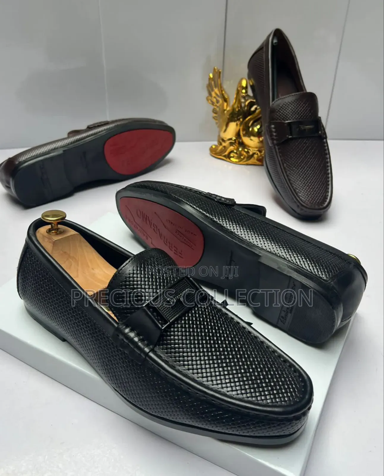 Men's Ferragamo Leather Flat Sole Loafers