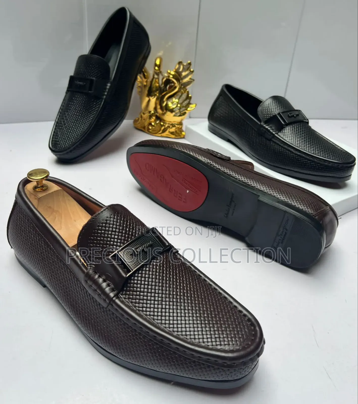 Men's Ferragamo Leather Flat Sole Loafers
