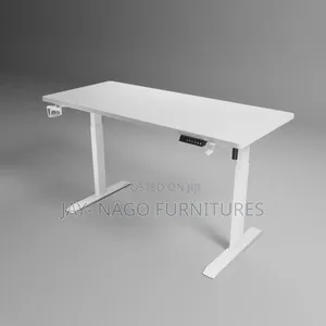 Photo - Electric Adjustable Height White Office Table 1.4mitre