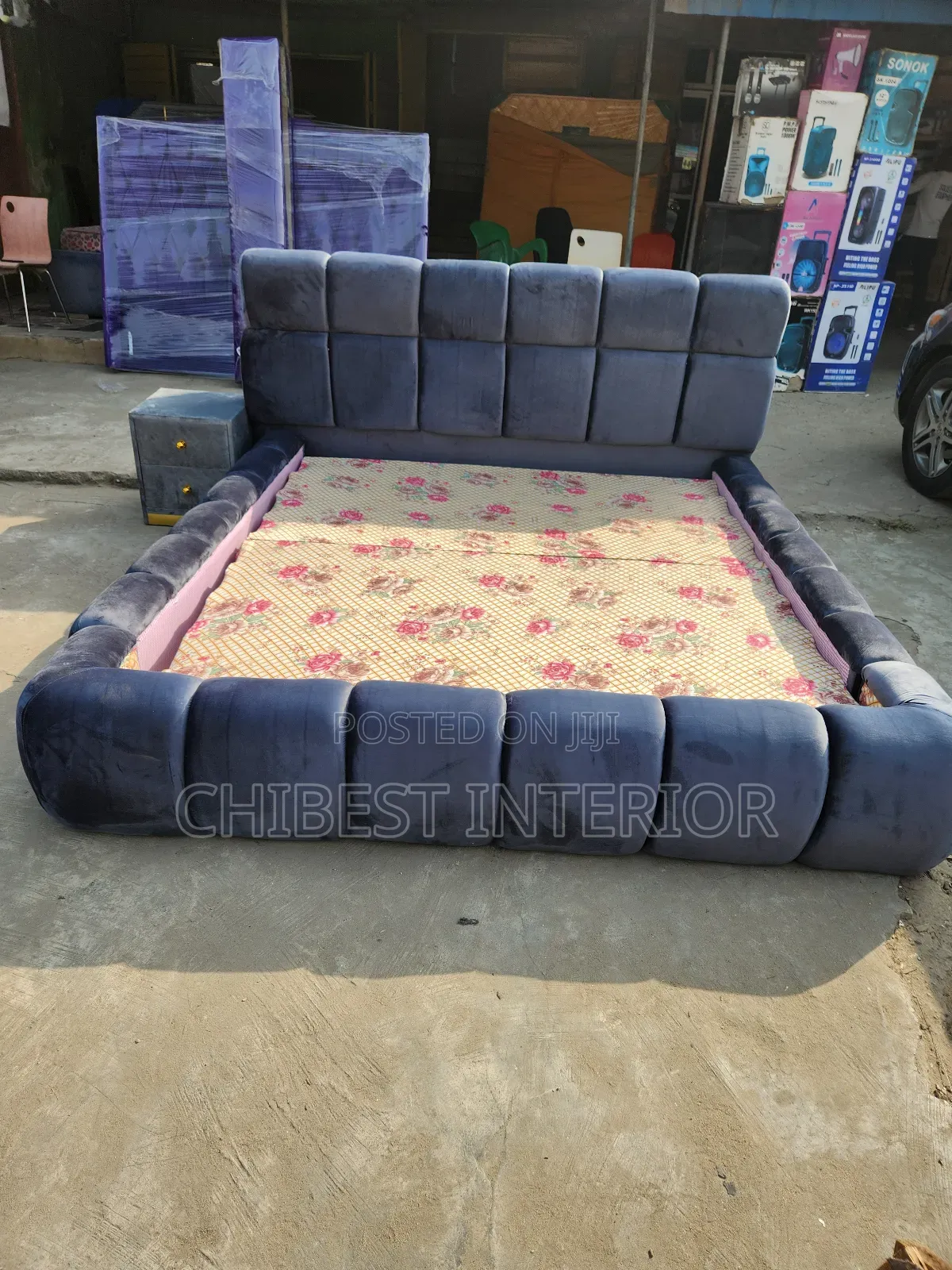 Grey 6by6 Bed Frame With Bed Side