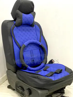 Blue and Black Leather Car Seat Cover