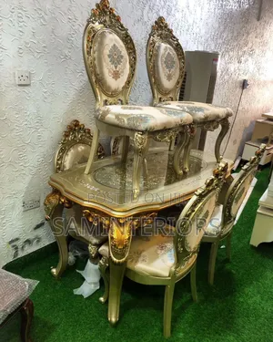 New Quality 6 Seater Royal Dining Set With Fabric Chairs