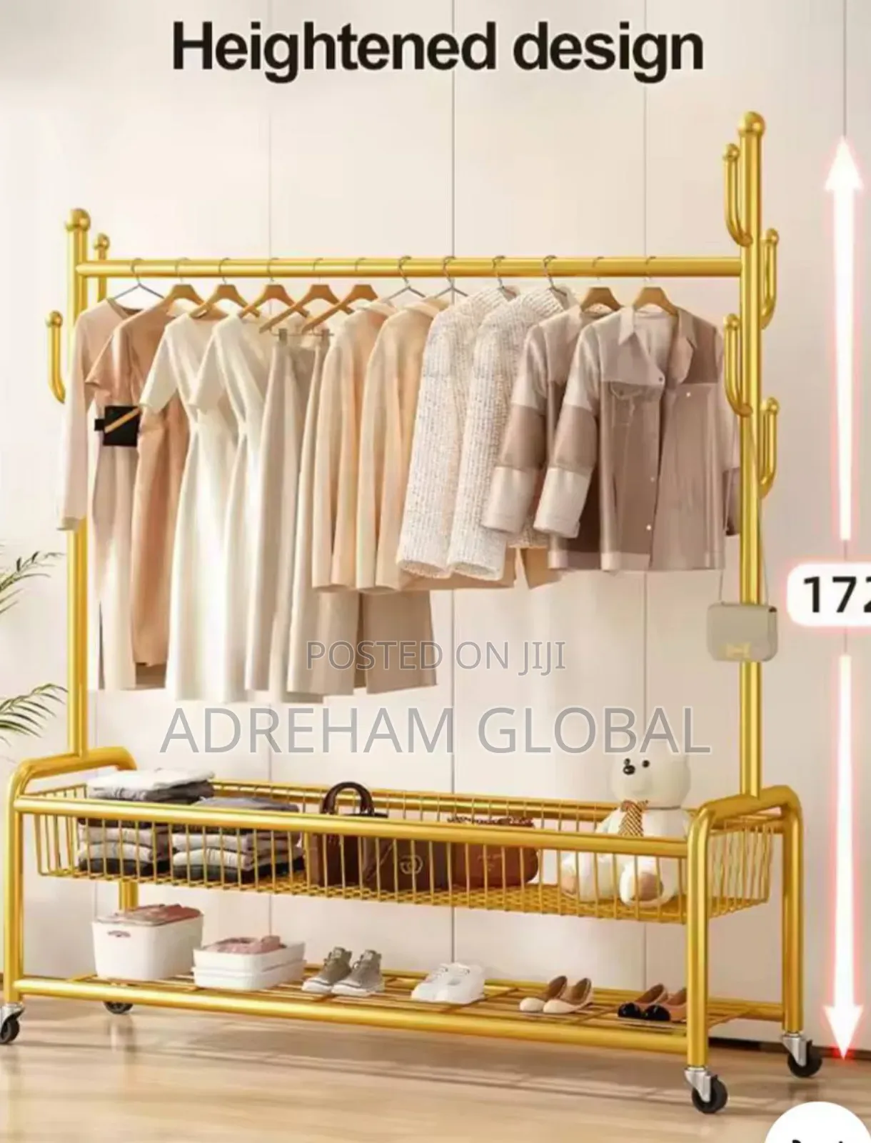 Fancy Gold Clothes and Shoe Rack